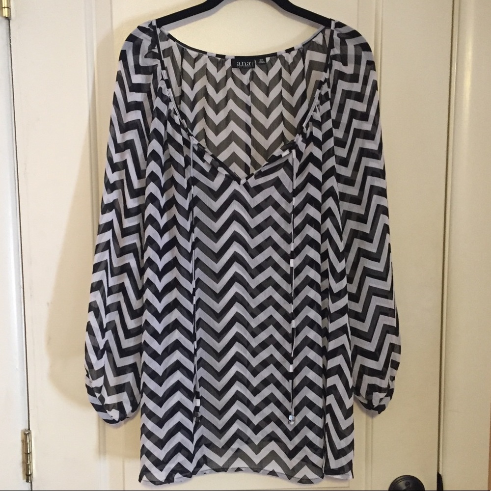 a.n.a. polyester sheer blouse